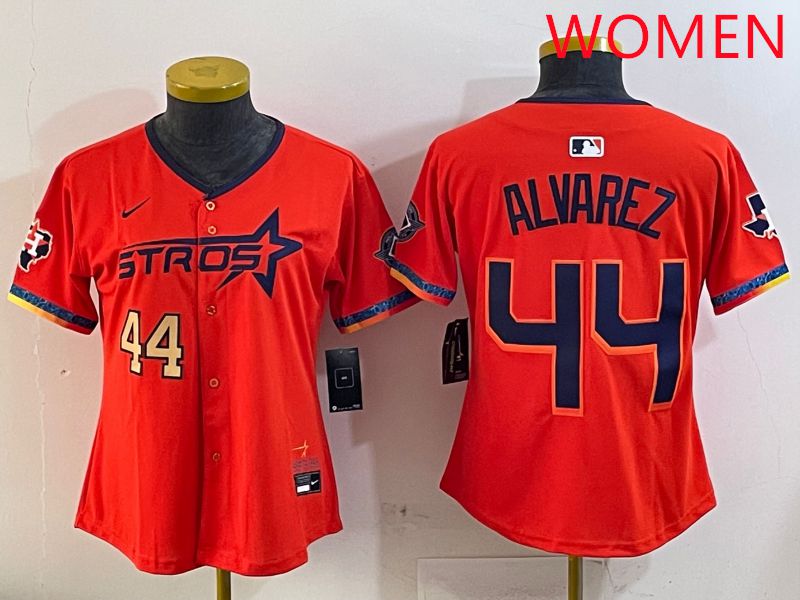 Women Houston Astros #44 Alvarez Orange Fourth generation Joint Name Nike 2025 MLB Jersey style 2
